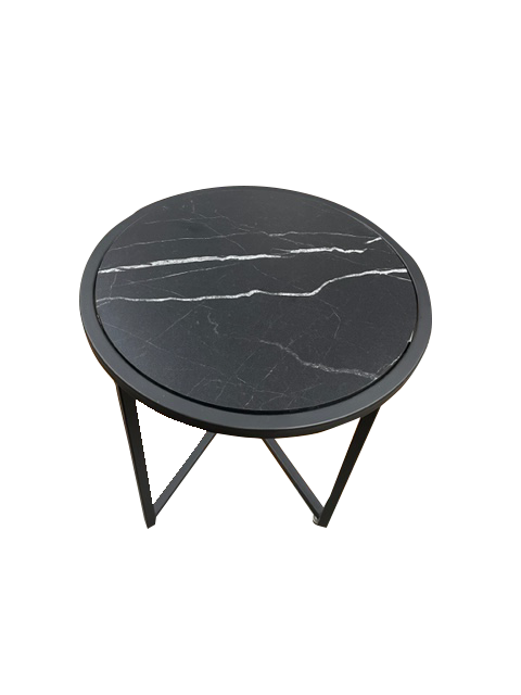 Mesa Auxiliar Símil Mármol Tablero Palazzo Circular ancho 45 X 57 alto