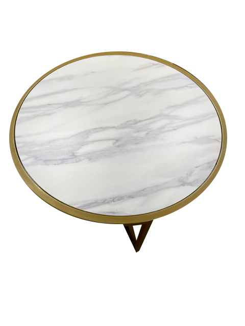 Mesa Auxiliar Símil Mármol Circular ancho 64 cm X 47.50 cm alto varios colores