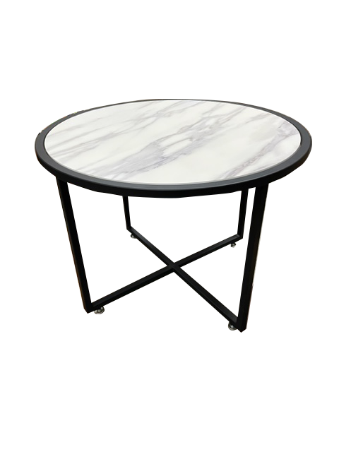 Mesa Auxiliar Símil Mármol Circular ancho 64 cm X 47.50 cm alto varios colores