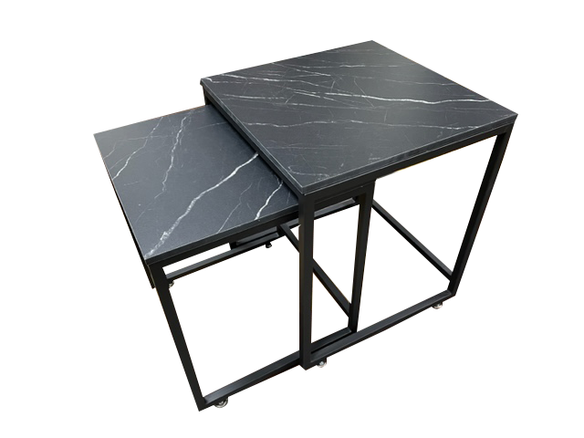 Mesa Auxiliar Símil Mármol Tablero Palazzo Cuadrada ancho 40 cm X 48 alto cm
