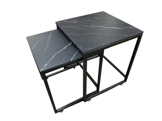 Mesa Auxiliar Símil Mármol Tablero Palazzo Cuadrada ancho 40 cm X 48 alto cm