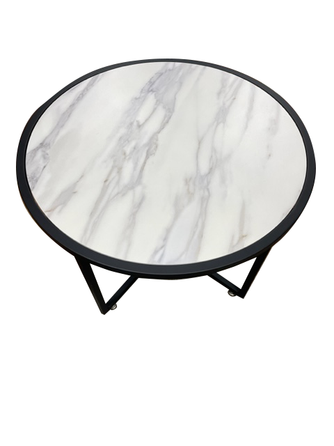 Mesa Auxiliar Símil Mármol Circular ancho 64 cm X 47.50 cm alto varios colores