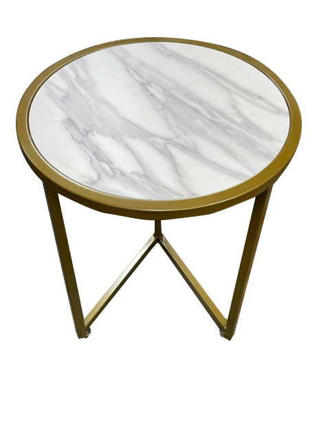 Mesa Auxiliar Símil Mármol Circular ancho 45 cm X 57 cm alto varios colores