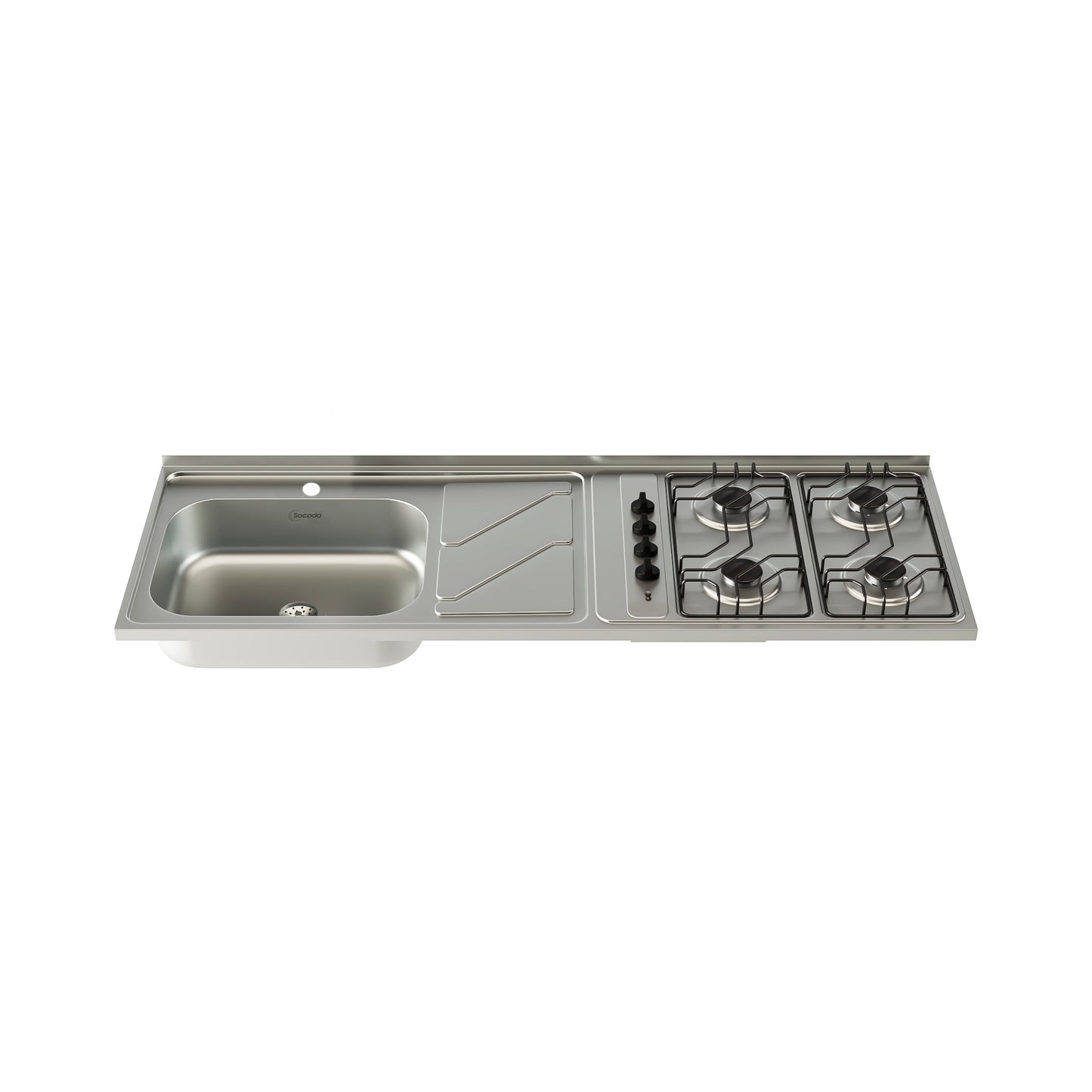 MESÓN DE ACERO INOXIDABLE 1.5 FREG IZQ GAS