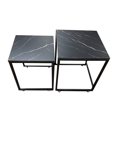 Mesa Auxiliar Símil Mármol Tablero Palazzo Cuadrada ancho 45 X 54 alto