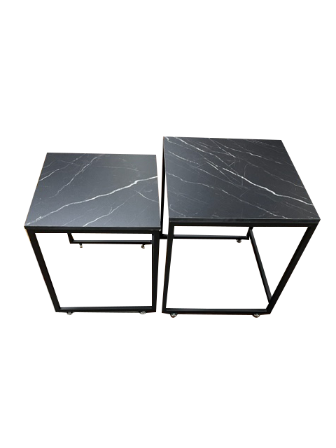 Mesa Auxiliar Símil Mármol Tablero Palazzo Cuadrada ancho 40 cm X 48 alto cm
