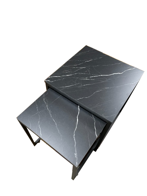 Mesa Auxiliar Símil Mármol Tablero Palazzo Cuadrada ancho 45 X 54 alto