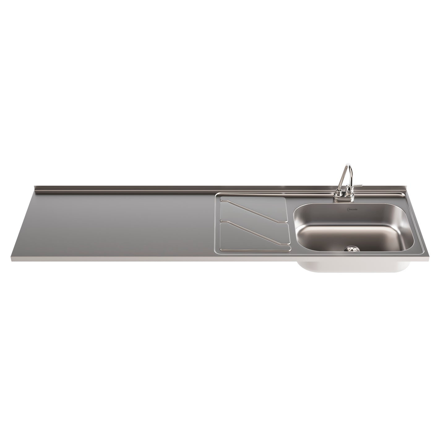 MESÓN DE ACERO INOXIDABLE 1.2 FREG DER LISO