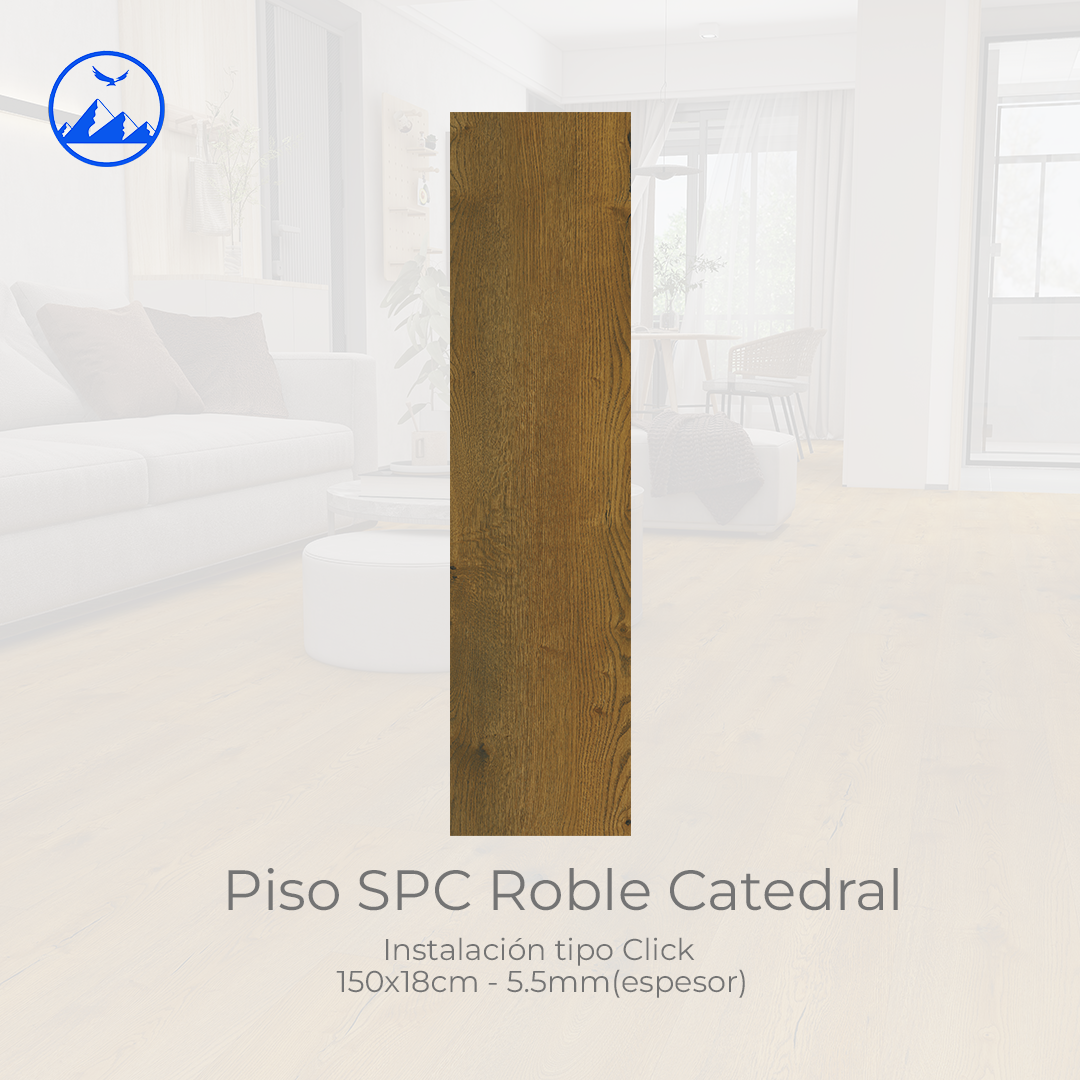 PISO SPC COLOR ROBLE CATEDRAL ESPESOR 5.5 MM X 2.16 M2