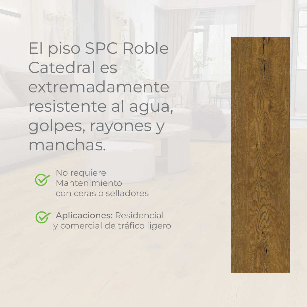 PISO SPC COLOR ROBLE CATEDRAL ESPESOR 5.5 MM X 2.16 M2