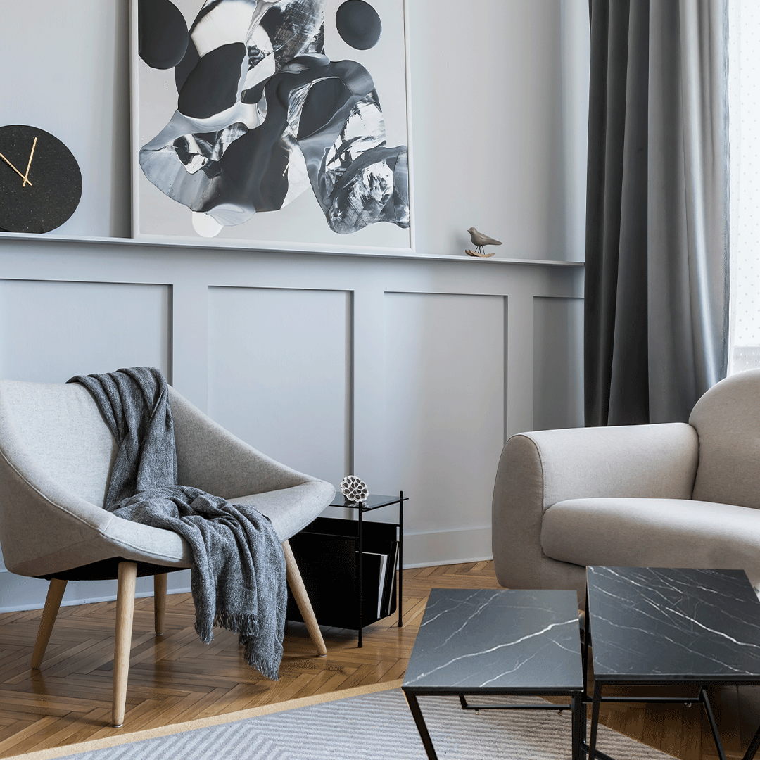 Mesa Auxiliar Símil Mármol Tablero Palazzo Cuadrada ancho 45 X 54 alto