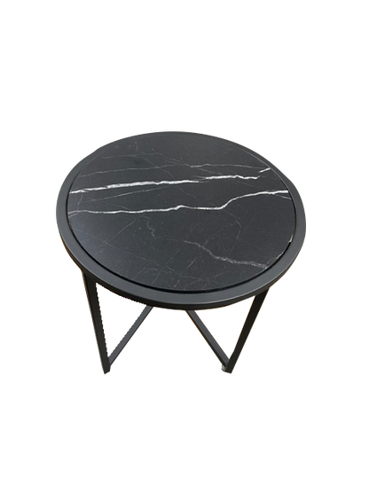 Mesa Auxiliar Símil Mármol Tablero Palazzo Circular ancho 45 X 57  alto