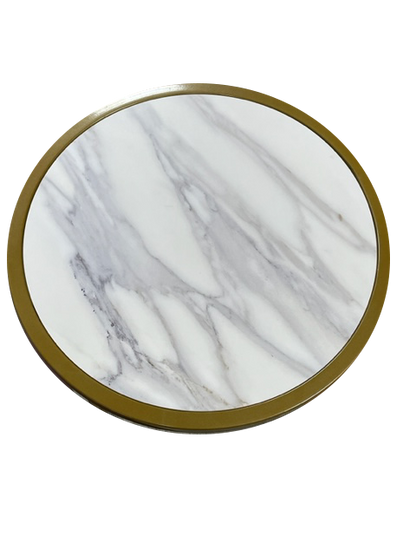 Mesa Auxiliar Símil Mármol Circular ancho 45 cm X 57 cm alto varios colores