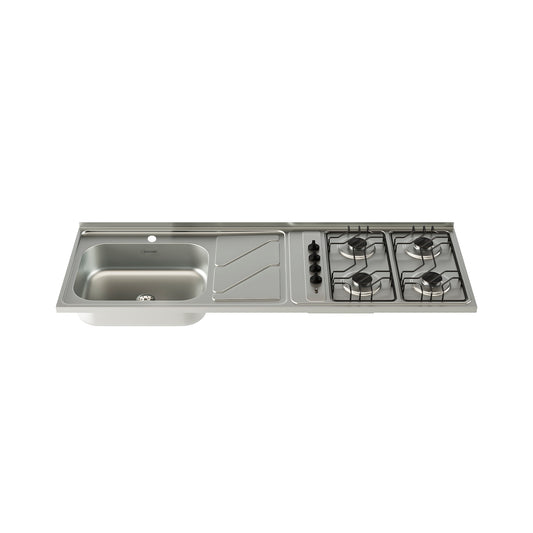 MESÓN DE ACERO INOXIDABLE 1.5 FREG IZQ GAS