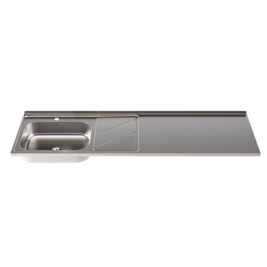 MESÓN DE ACERO INOXIDABLE 1.2 FREG IZQ LISO