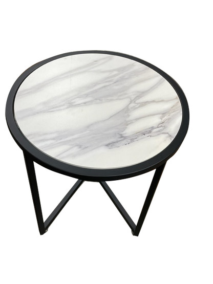 Mesa Auxiliar Símil Mármol Circular ancho 45 cm X 57 cm alto varios colores