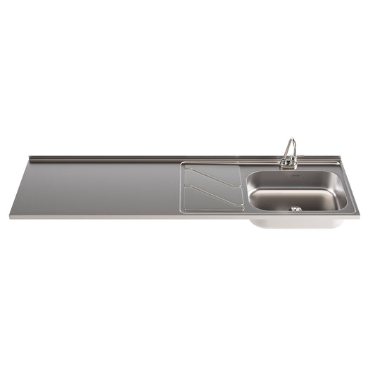 MESÓN DE ACERO INOXIDABLE 1.2 FREG DER LISO
