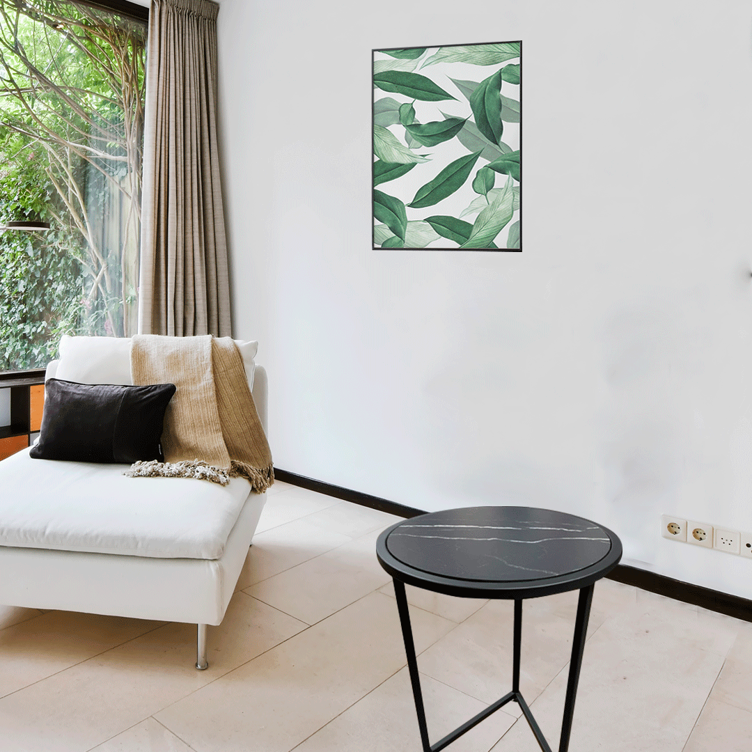 Mesa Auxiliar Símil Mármol Tablero Palazzo Circular ancho 45 X 57  alto