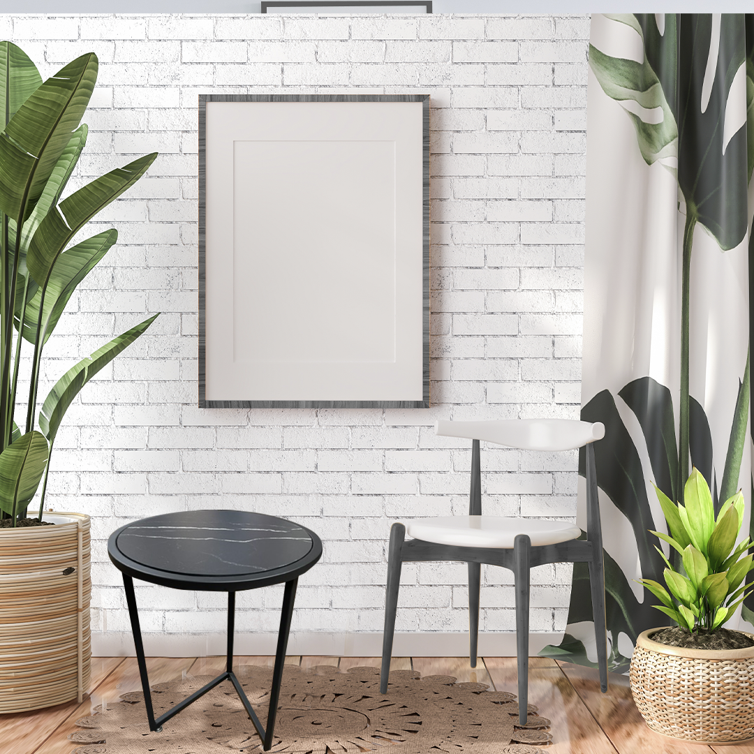 Mesa Auxiliar Símil Mármol Tablero Palazzo Circular ancho 45 X 57  alto