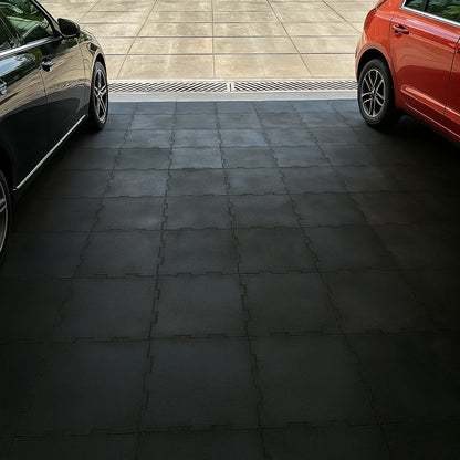 Piso de Caucho 50x50cm 7mm encastrable 1 m2 Negro